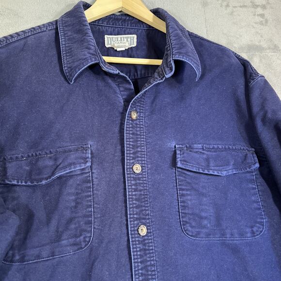 Duluth Shirt Jacket Mens XLT Tall Blue Heavy Cotton Twill Workwear Ranch Field - Picture 2 of 14